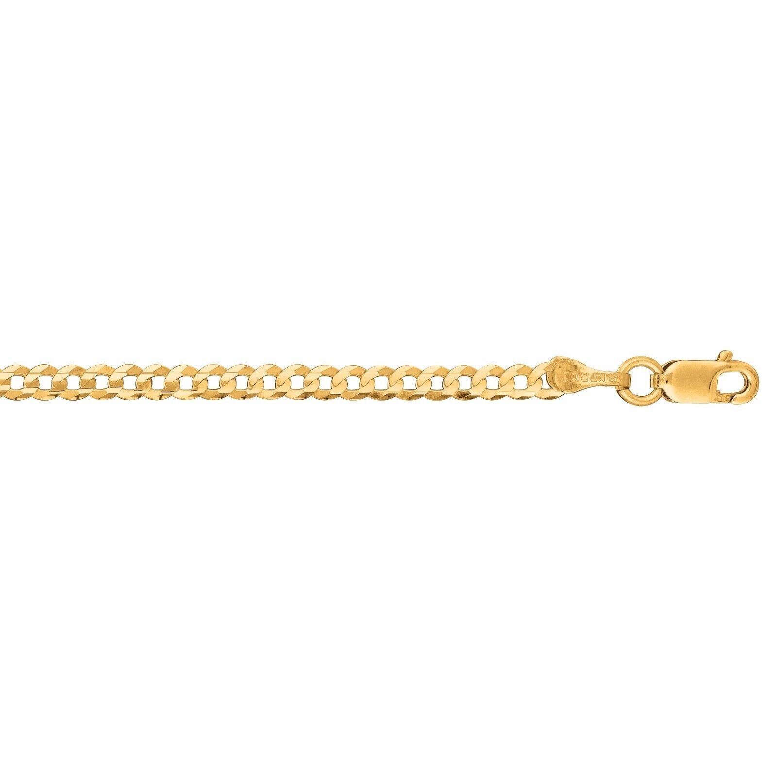 10k Solid Yellow Gold Concave Cuban Curb Link Chain Necklace 20″ 2.8mm 3.8 grms