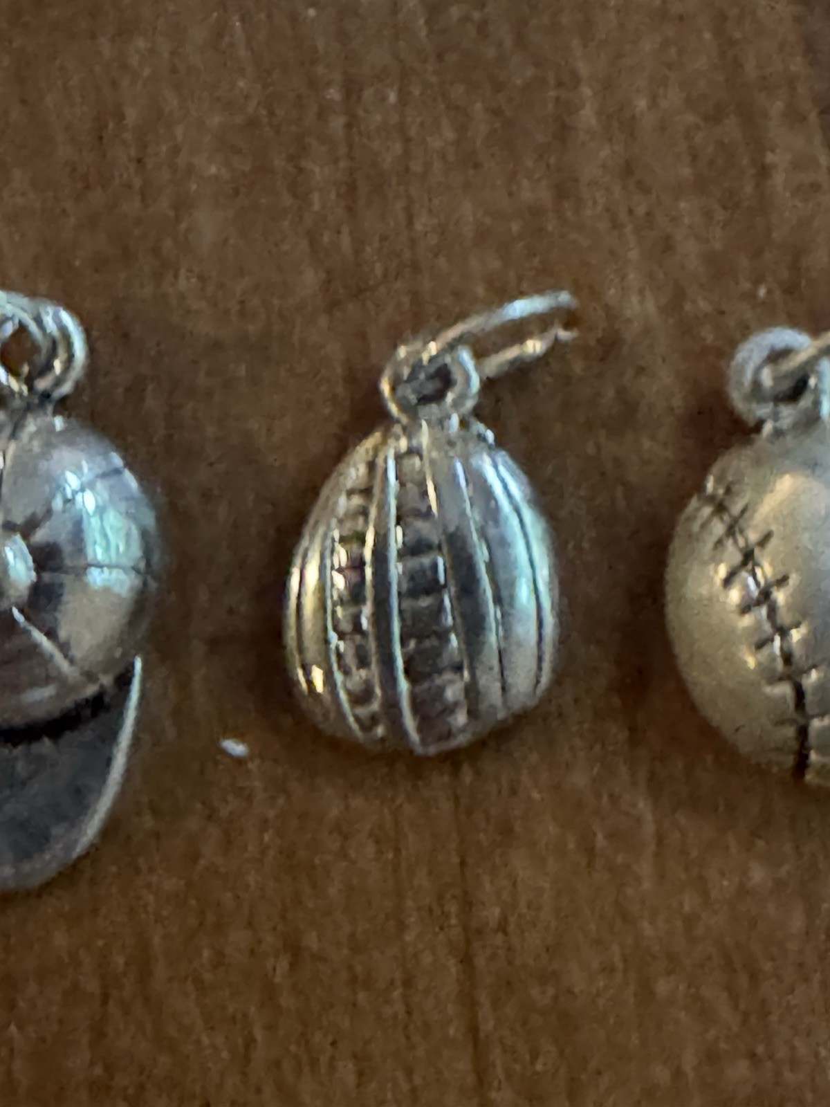 Silver Tone Baseball Or Softball Charms For Charm Bracelet Set Of 5 Charms
