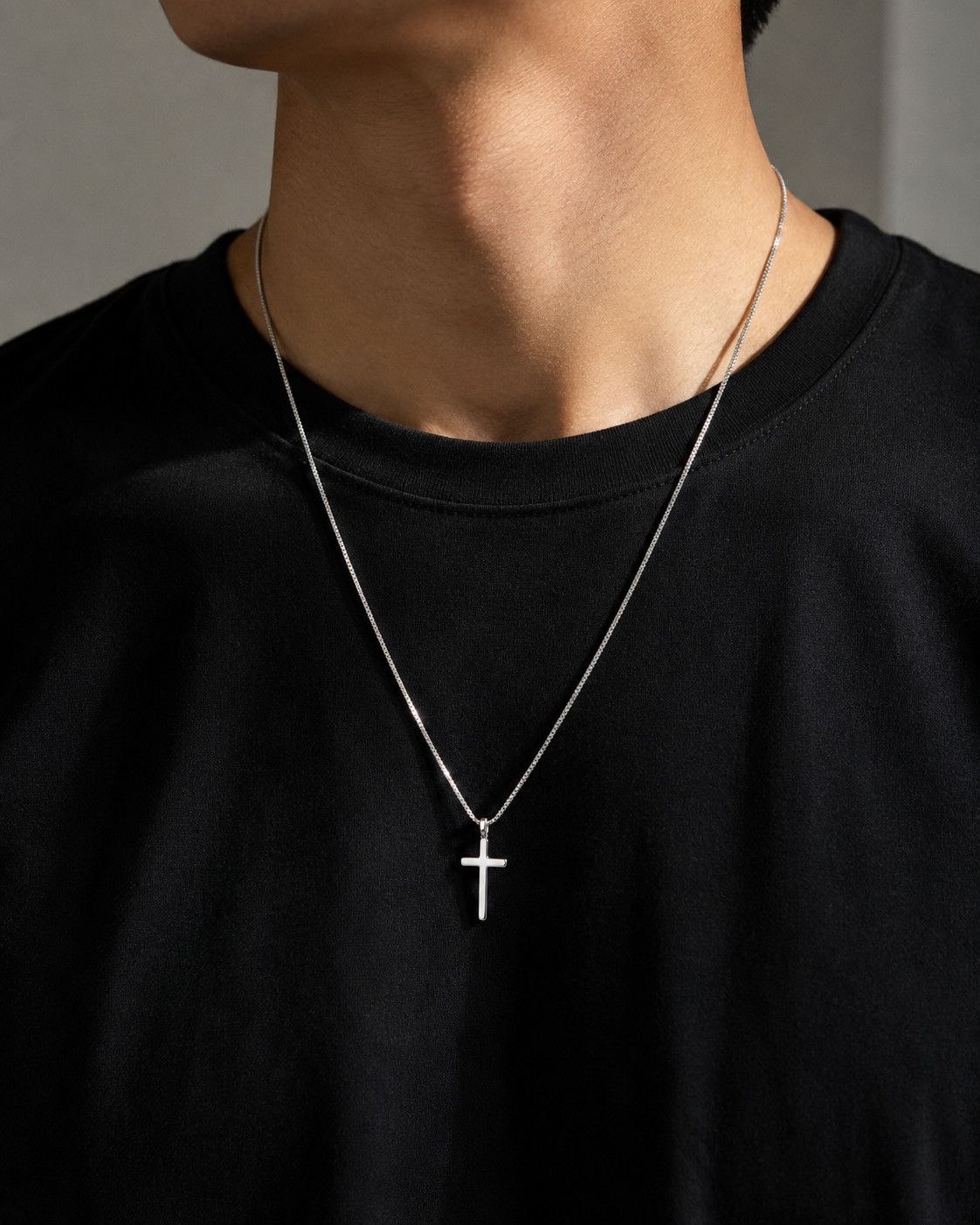 Silver Cross Necklace for Men Women Christian Faith Pendant Gift