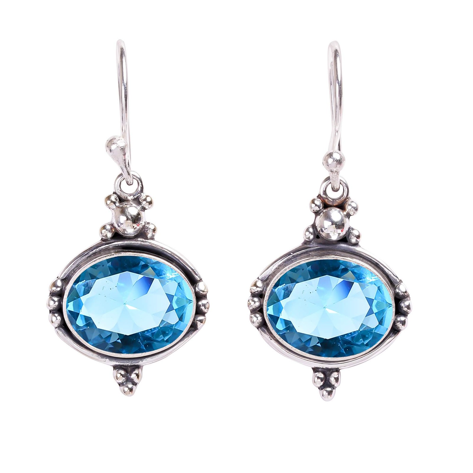 Blue Topaz 925 Sterling Silver Earring, Anniversary Gift, Party Wear Jewelry