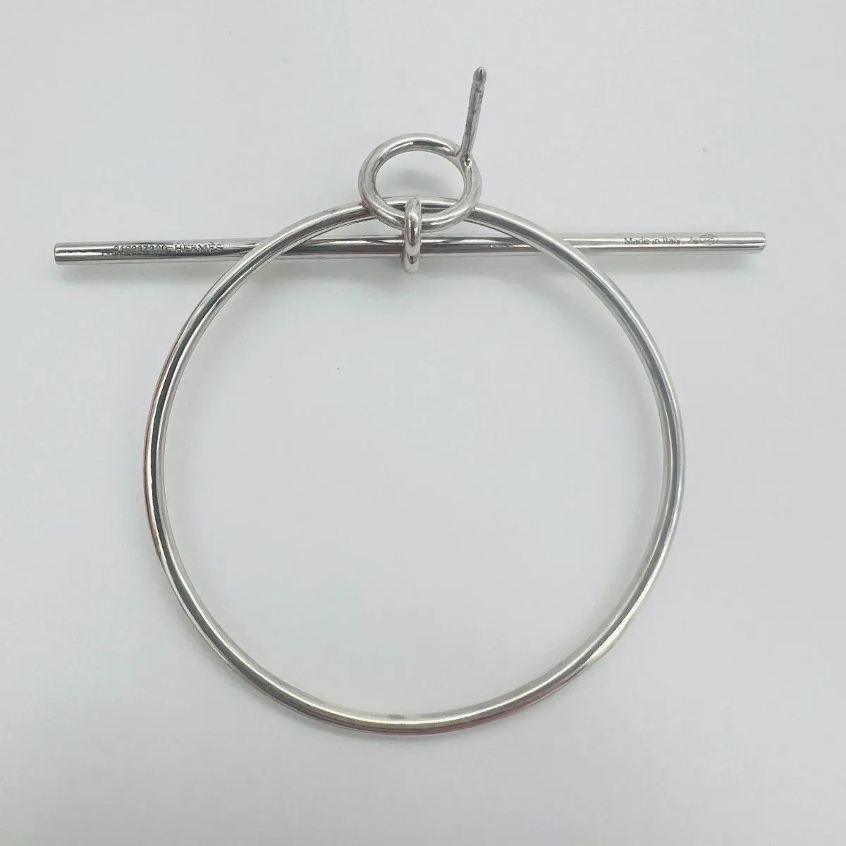 HERMES Echappee Hoop Earrings Silver 925 with Box & Dust Bag