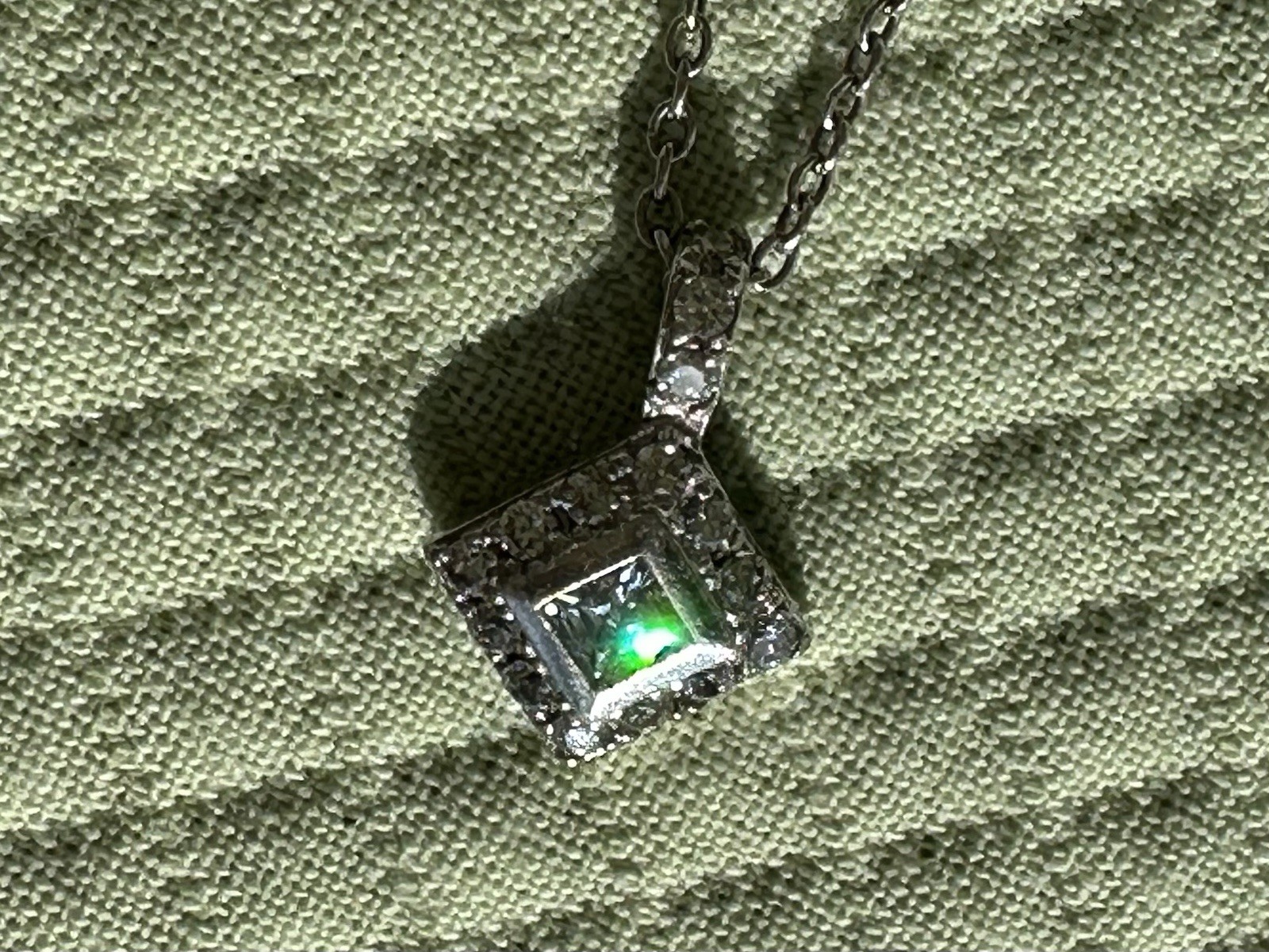 CRISLU Sterling Silver 925 & .48ct CZ Pave Pendant Necklace w/ COA & Box