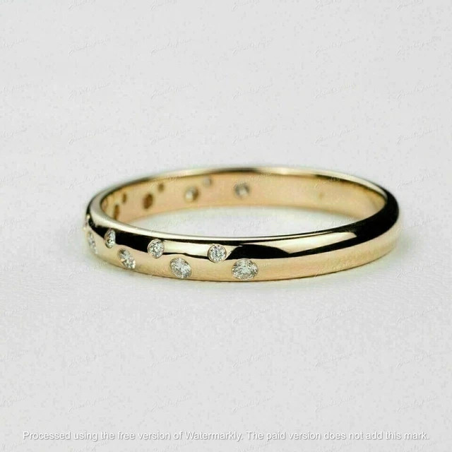0.50 CT Lab Grown diamond Wedding Band Promise Ring 14k Gold plated 925