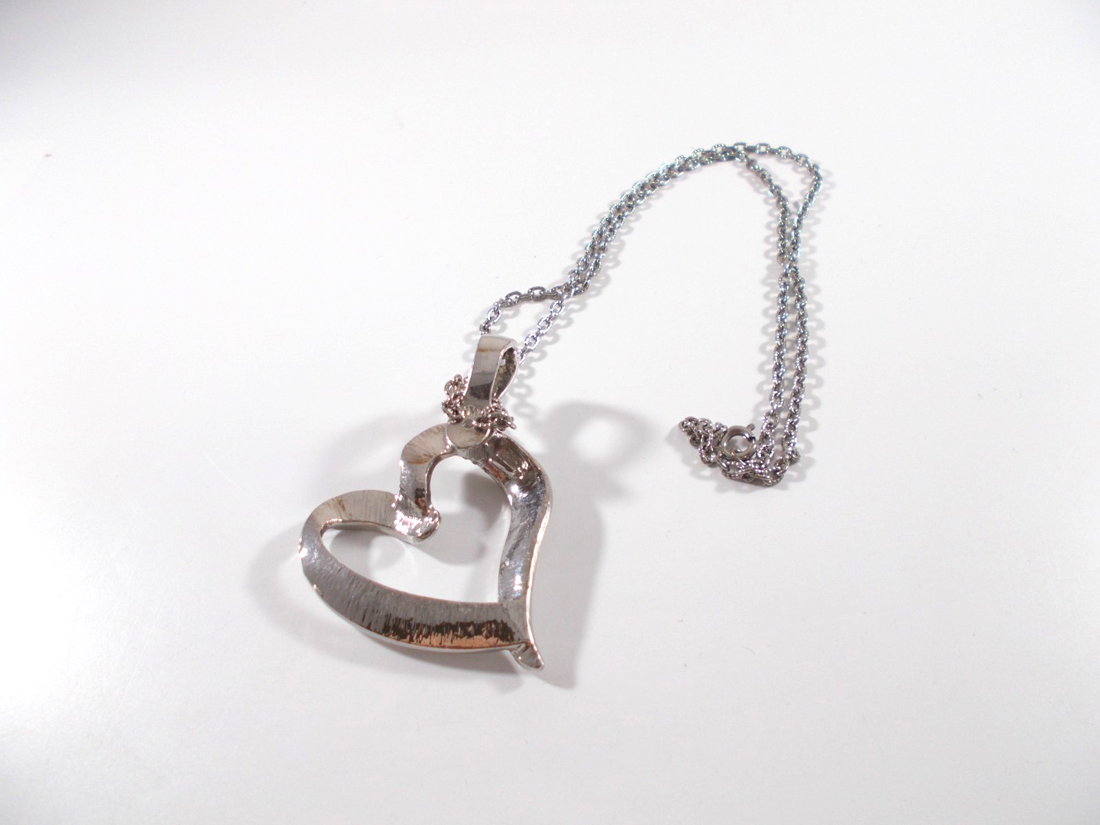 Signed Roman Live Love Laugh Open Heart Silver Tone Pendant Necklace Free Ship