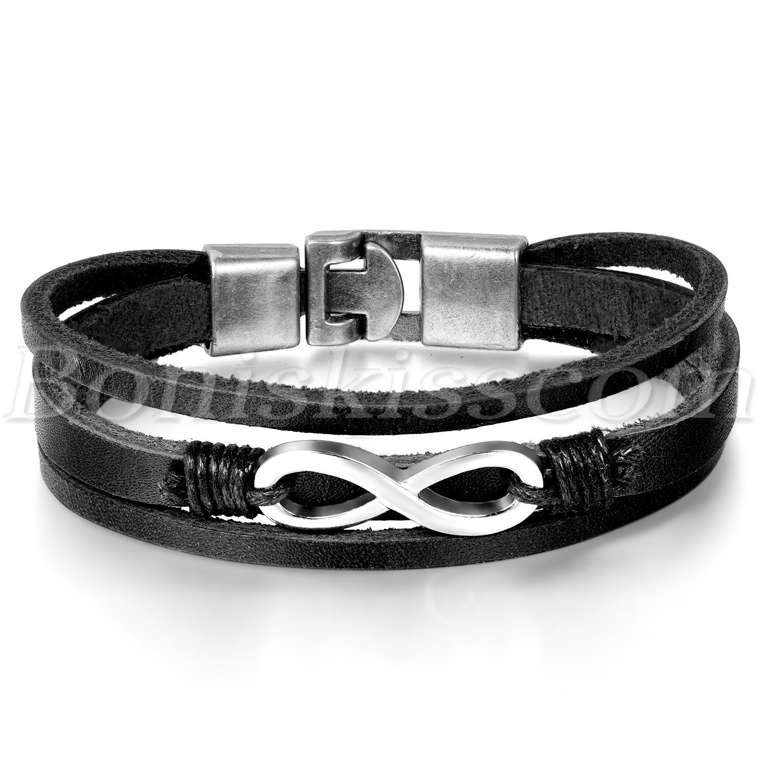 Men’s Womens Love Infinity Symbol Multilayer Leather Strap Bracelet Bangle Cuff