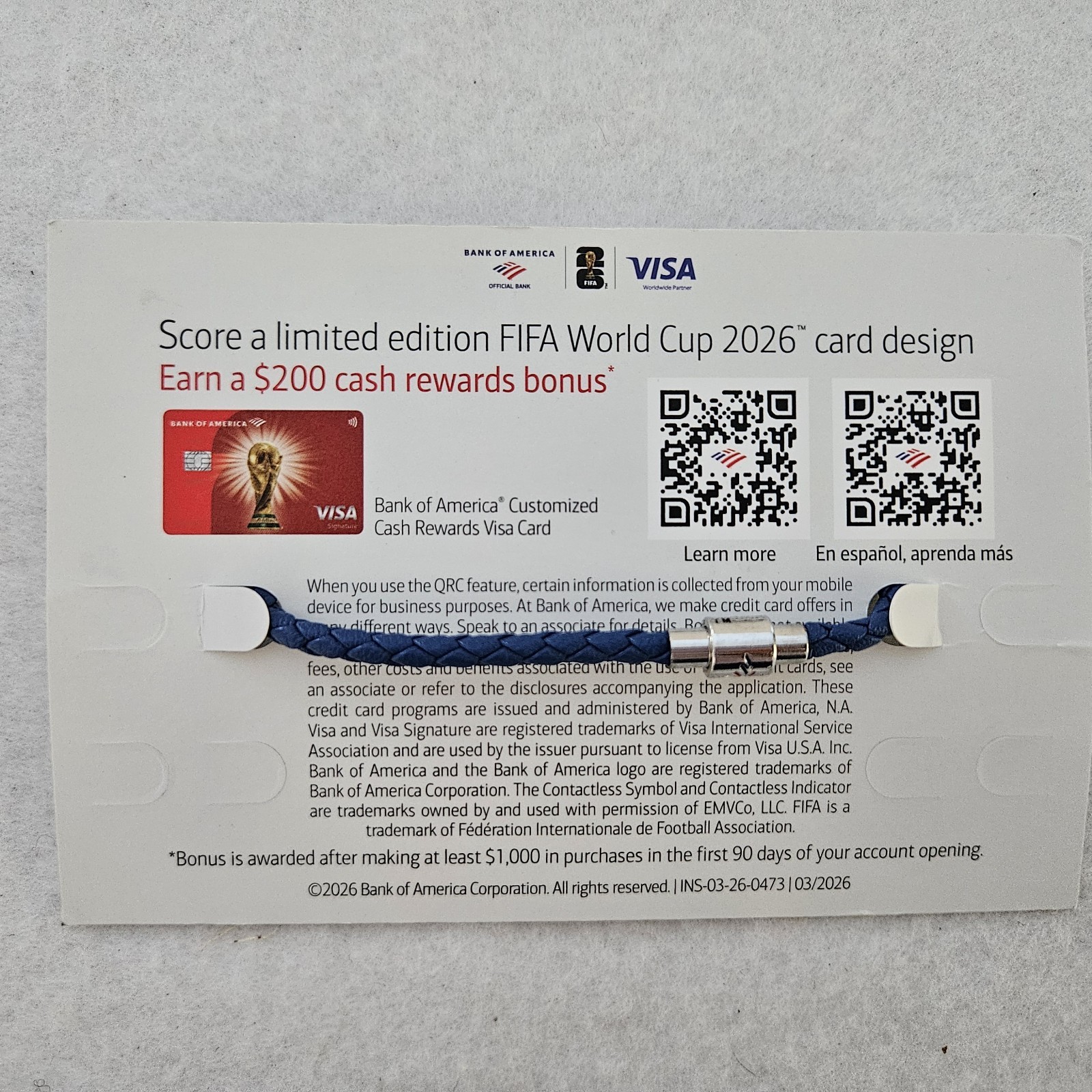 2026 FIFA World Cup USA 7.75″ Charm Bracelet Soccer Bank of America Philadelphia