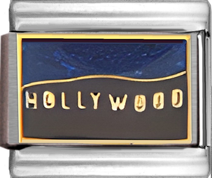 Hollywood Sign at Night Enamel 9mm Italian Charm Bracelet Link California Travel