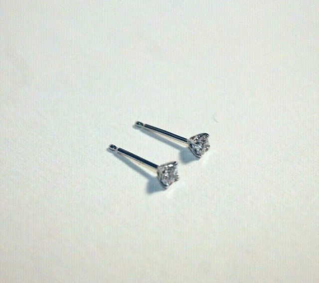 0.10Ct Round Cut Simulated Diamond Small Stud Earrings 14K White Gold Plated