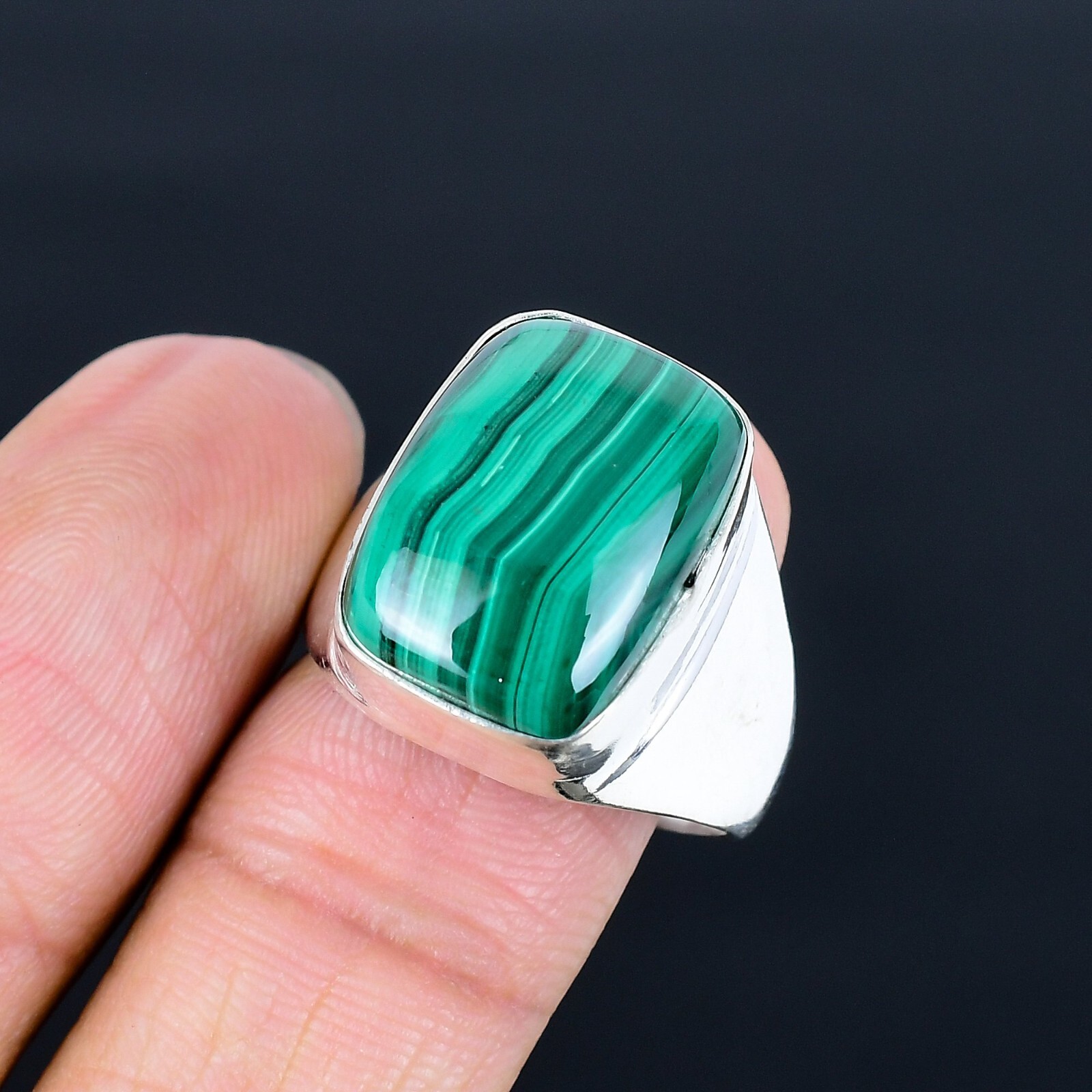 Malachite Gemstone Ethnic Handmade Man’s Ring Jewelry Gift For Her LG-1125