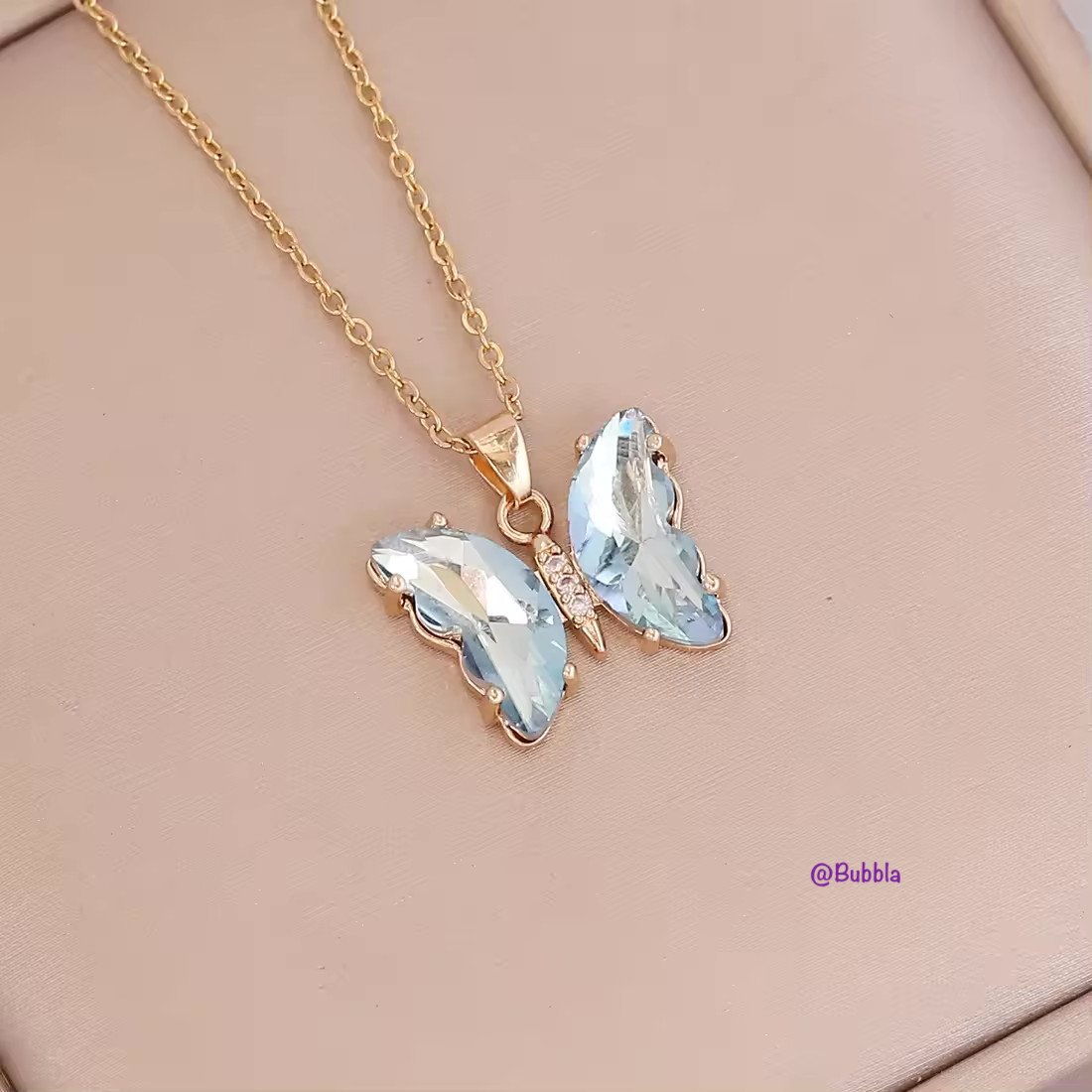 Colorful Birthstone Butterfly Pendant love heart Necklace Women Gift