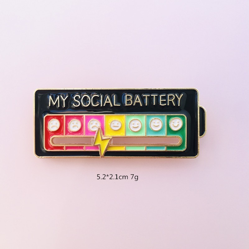 My Social Battery Level Enamel Brooch – Unique Colorful Mood Meter Pin, Fun Gift