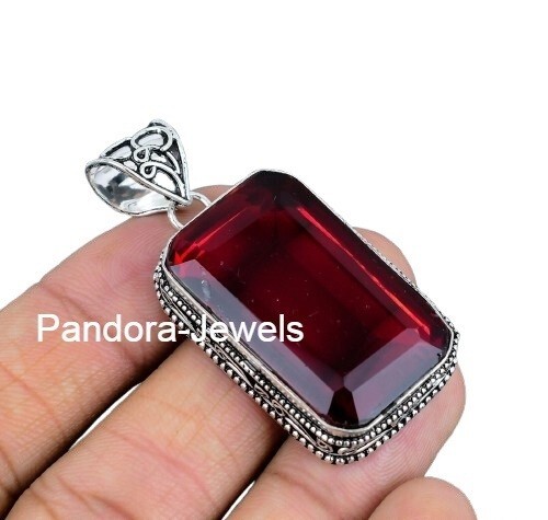 Mozambique Garnet Gemstone Handmade 925 Sterling Silver Jewelry Wedding Pendant