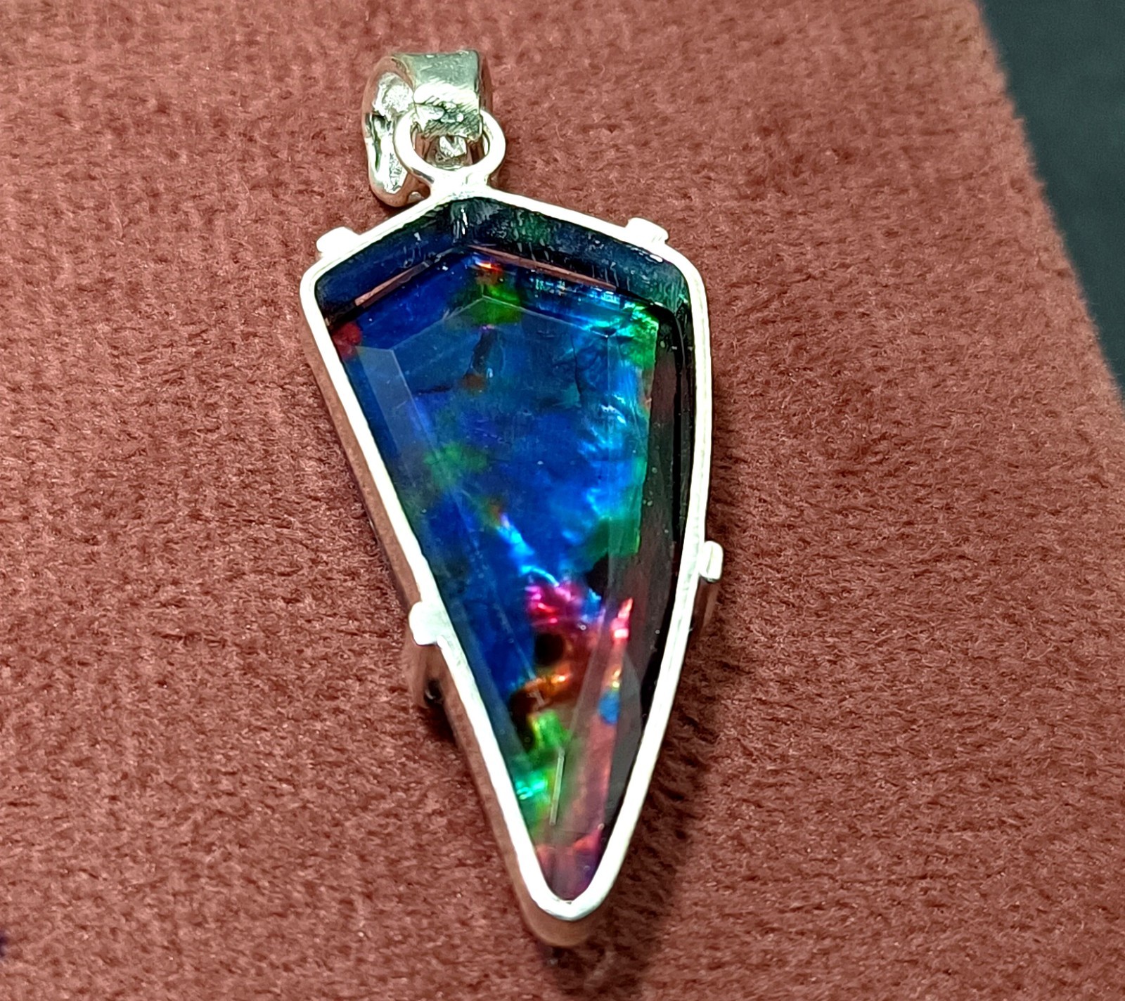 GIE Certified 49.25Ct Natural Ammolite 925 Solid Silver Rainbow Pendant Gemstone