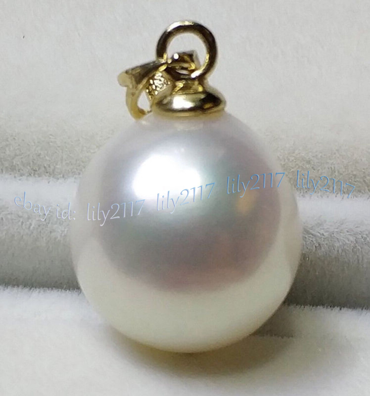 Gorgeous AAA 8-12mm Genuine Natural Round South Sea White Pearl Pendant 14K Gold