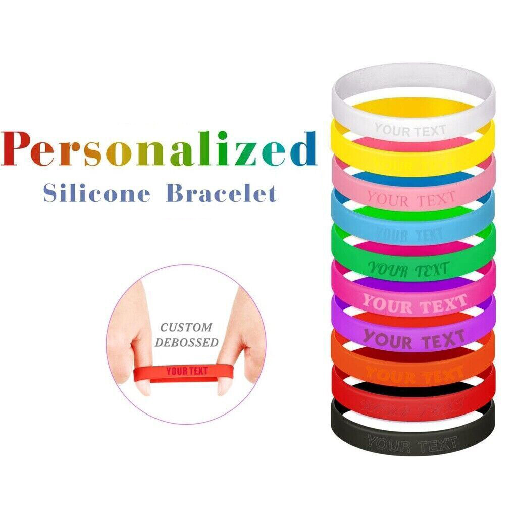Custom Silicone Wristbands Personalize Engraved Rubber Bracelets Gifts Events