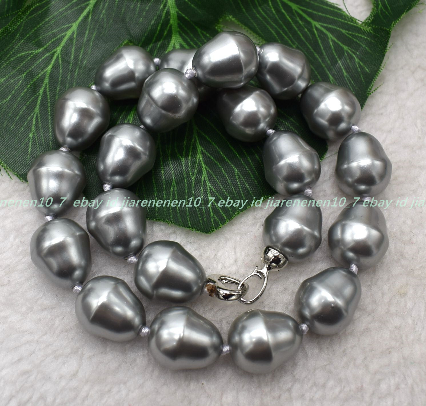 Huge Pretty Natural 20mm Gray Baroque Shell Pearl Gemstone Necklace 16-30in