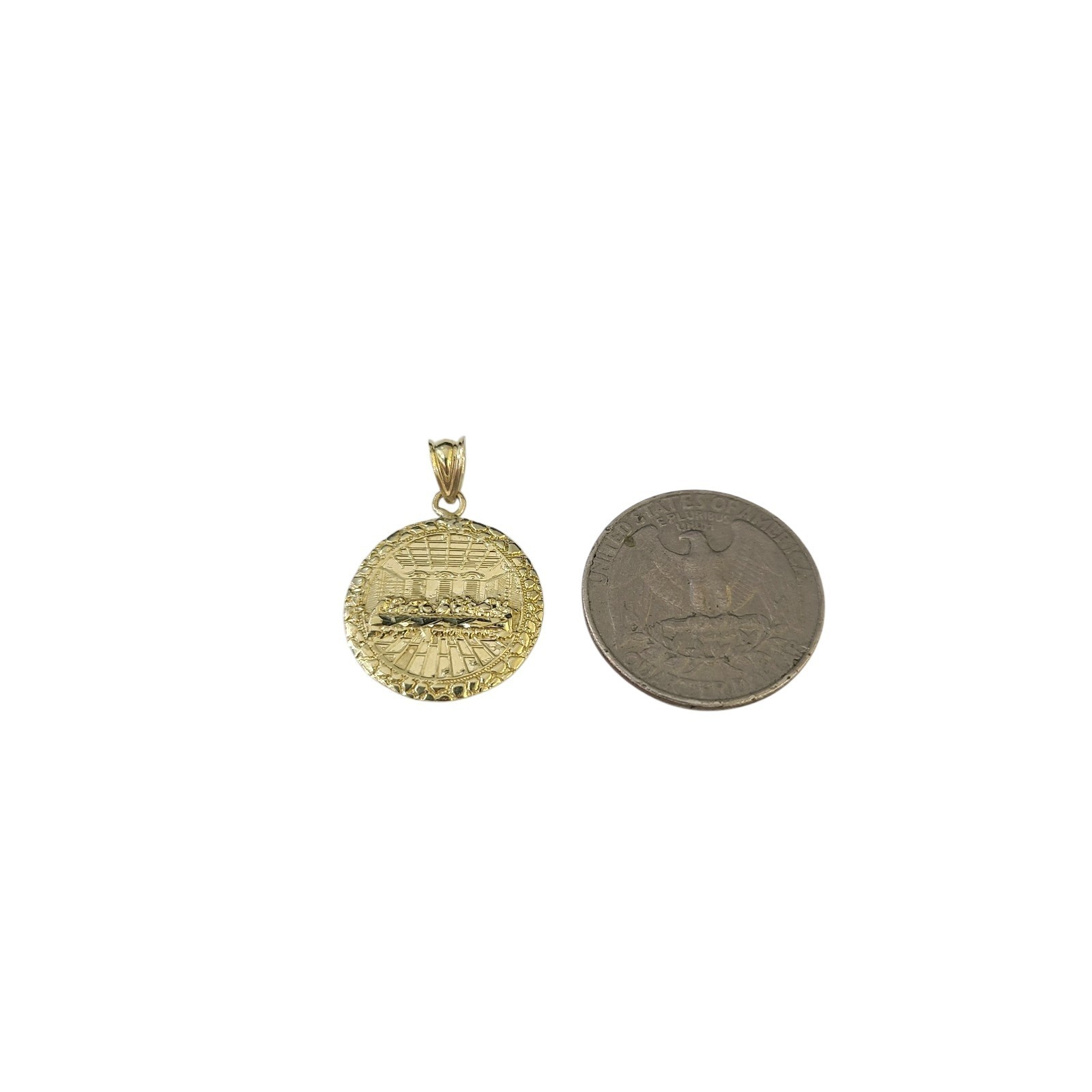 10K Yellow Gold Franco Chain Last Supper Pendant 1mm 16 18 20 22 24 Women Men
