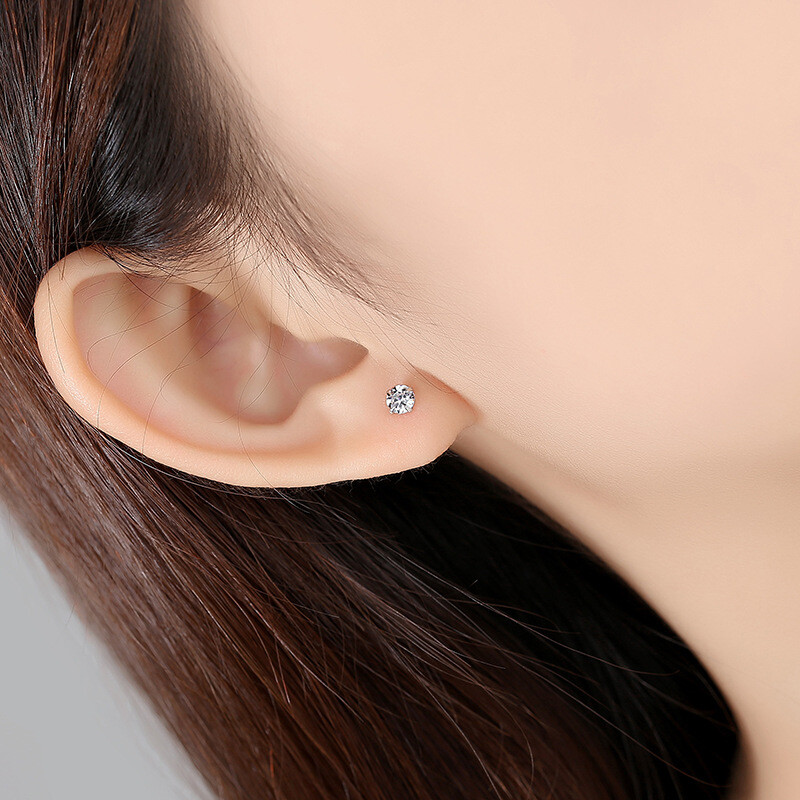 925 Sterling Silver Stud Earrings Cubic Zirconia Clear CZ Womens Earrings Set