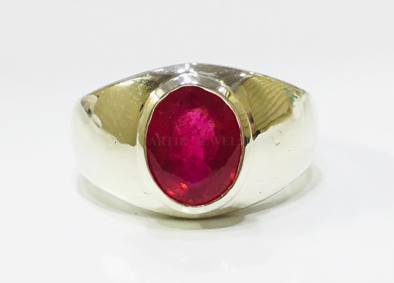 Heated Ruby Gemstone with 925 Sterling Silver Ring for Men’s #5352