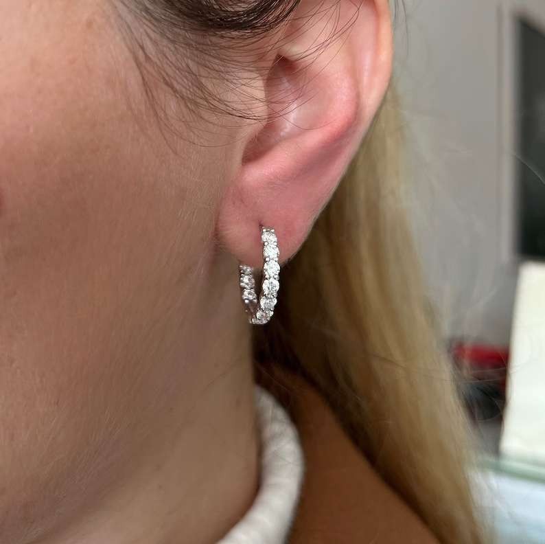 2 Ct Certified Lab grown Diamond Round Earrings Studs 925 Silver Gift For Her