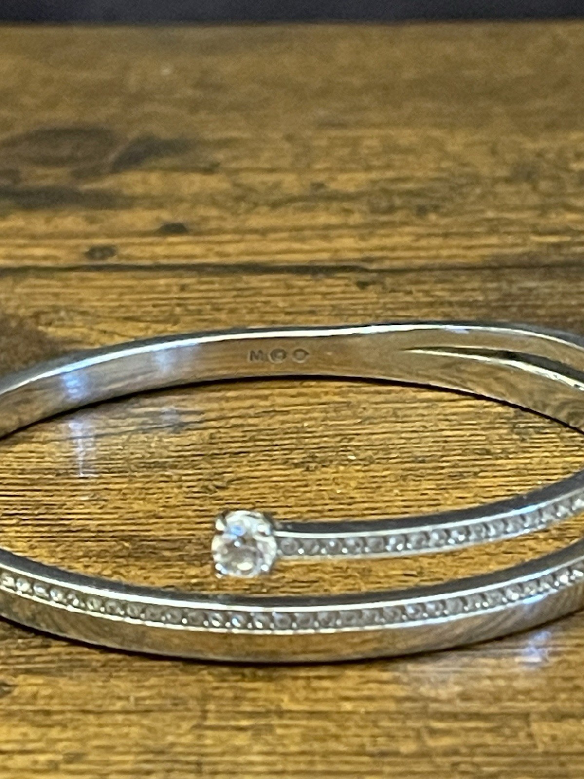 Authentic Swarovski Fresh Double Band Crystal Pavé Rhodium Bangle Bracelet