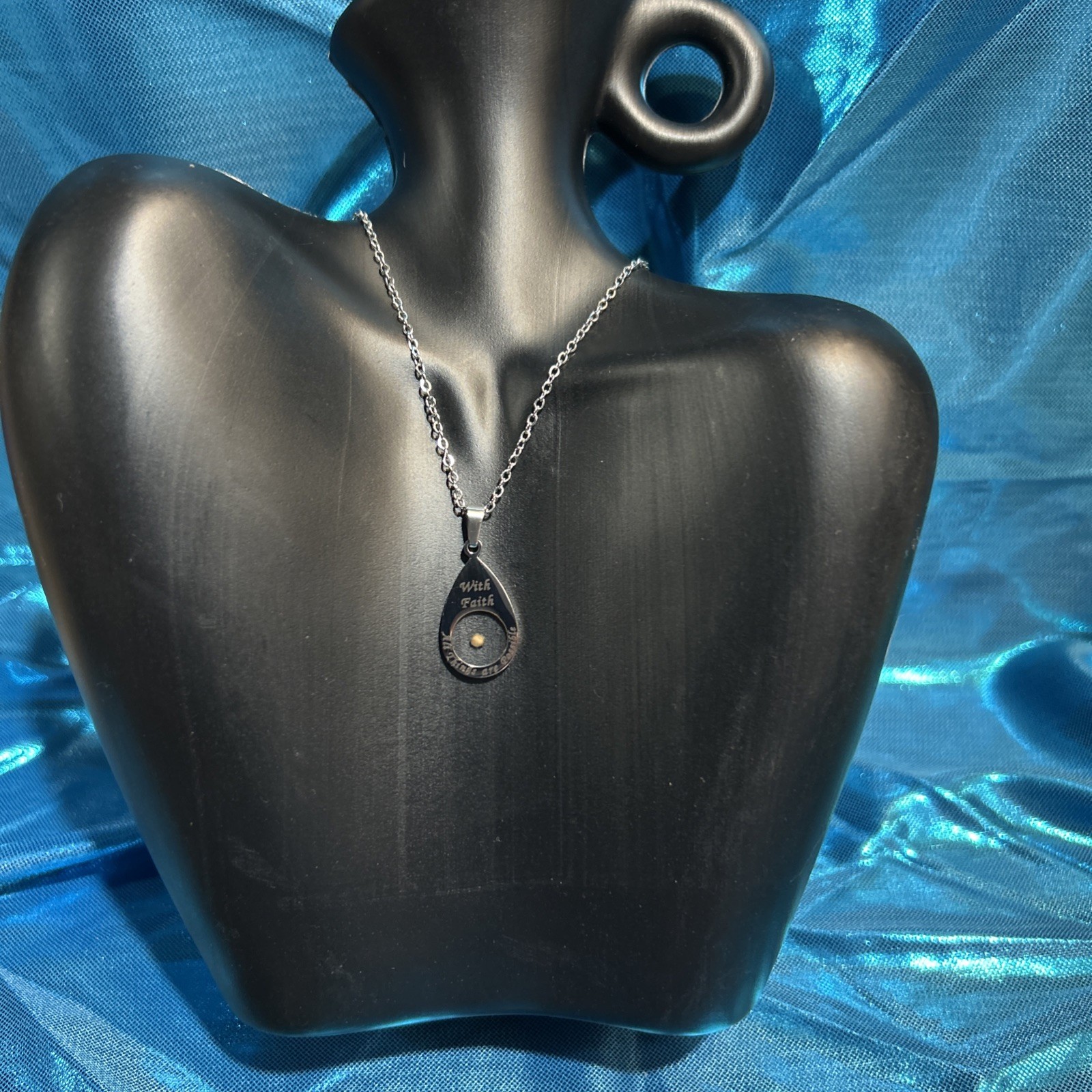 “With Faith All Things Are Possible” Necklace, With Mustard Seed, 20” Chain