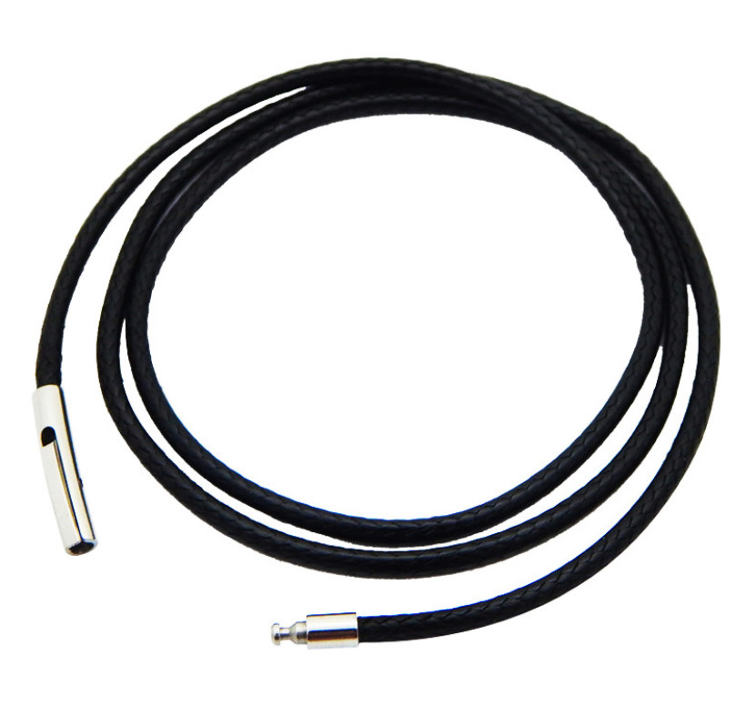 2mm/3mm Black Rope Leather Cord Chain Necklace Stainless Steel Clasp 16-34inch