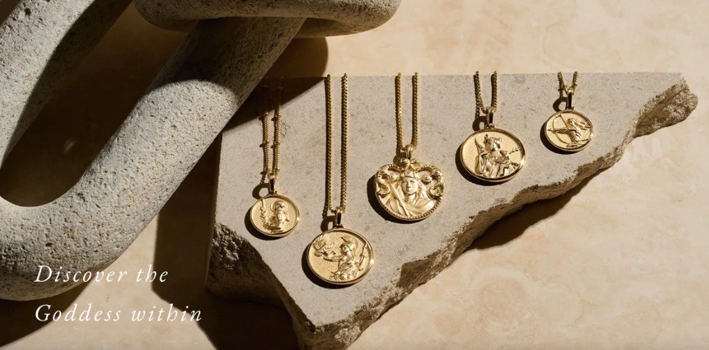18K Gold Plated Greek Mythology Coin Pendant and Necklace / Joan Of Ark Goddess
