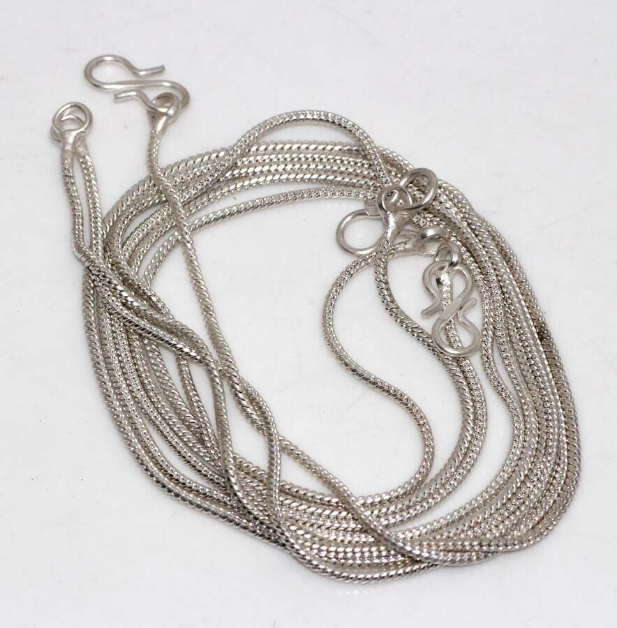 3 Pcs Lot Plain Silver Snake Chain Set 925 Silver Plated Necklace 16″ JW
