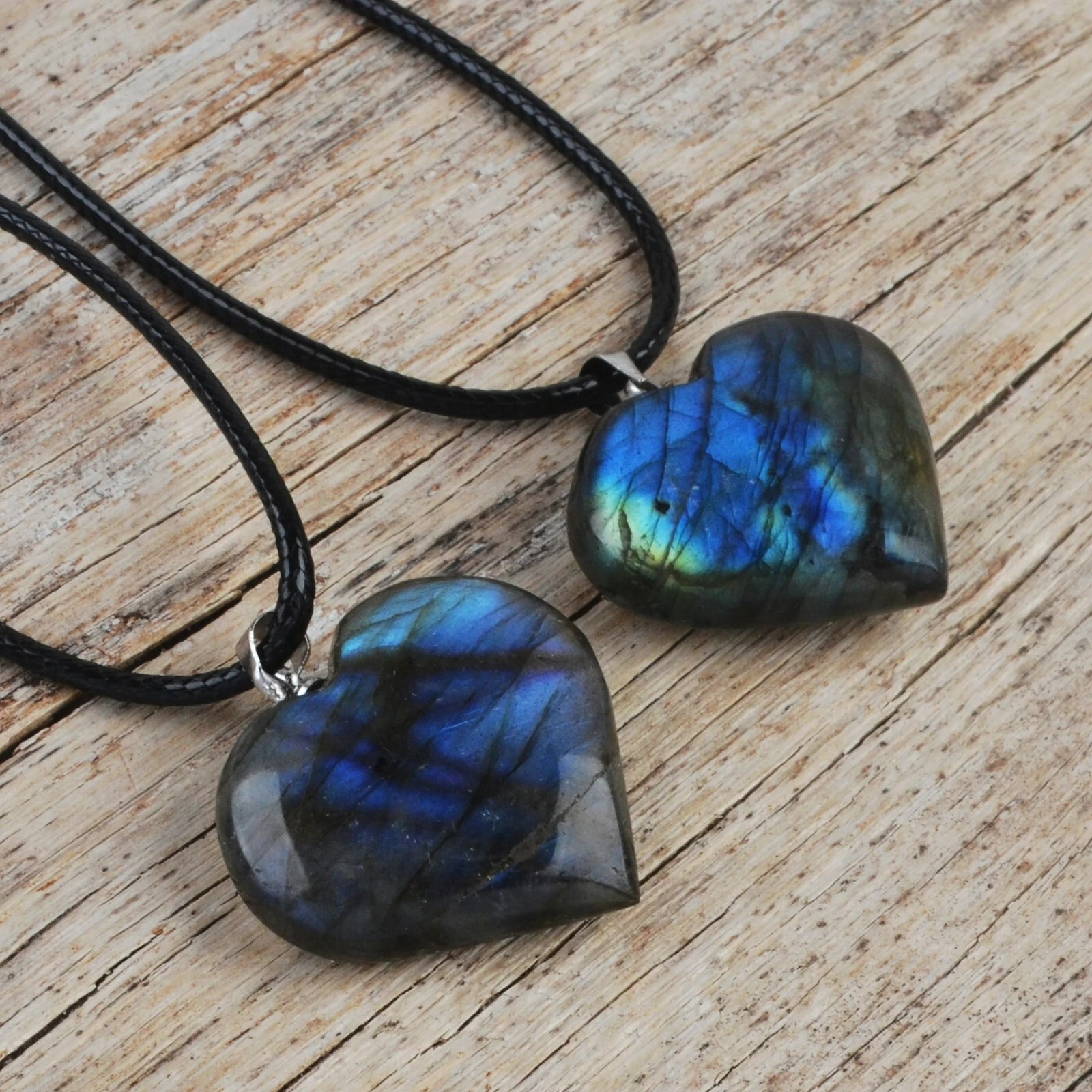 Natural Labradorite Dragon Heart Amulet Pendant Healing Energy Women Necklace