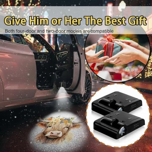 2PCS Car Door Lights Projector,Wireless LED Welcome Puddle Dolphin