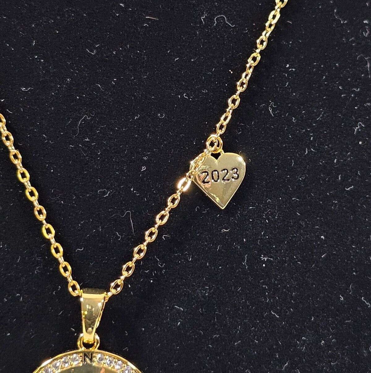Gold-Plated 925 Sterling Silver Compass 2023 Graduation Necklace 17.7 in + 2