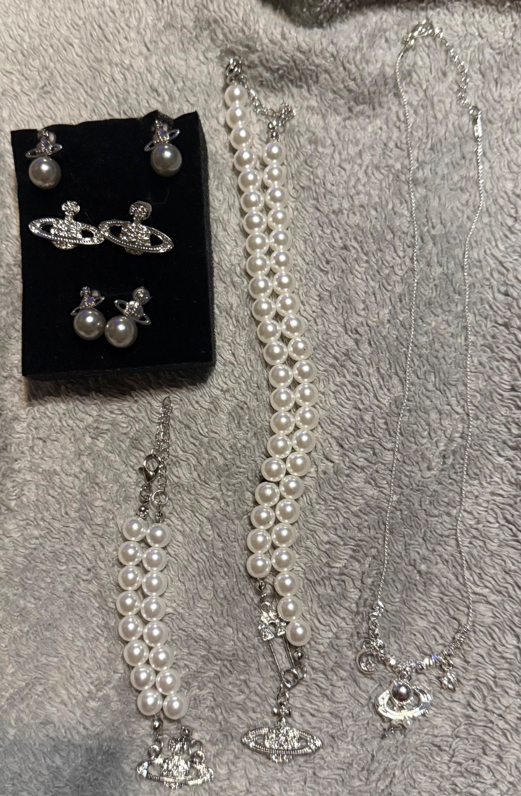 SPACESHIP UFO PLANET PEARL JEWELRY 6 PIECE MATCHING SET