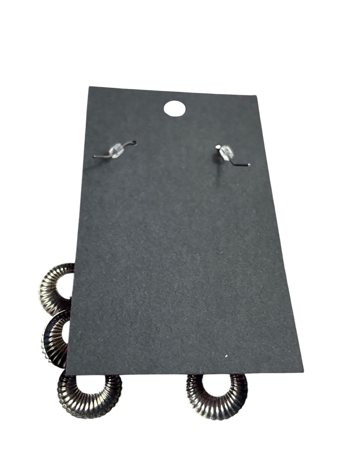 Gunmetal Textured Circles Dangle Chandelier Earrings 2.25 inches