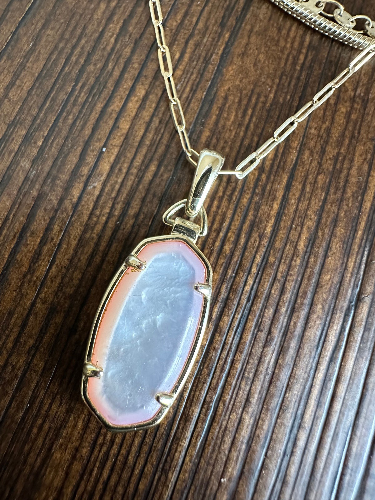 Kendra Scott Convertible Layered Necklace Gold Pink Iridescent 3 In 1 Detachable