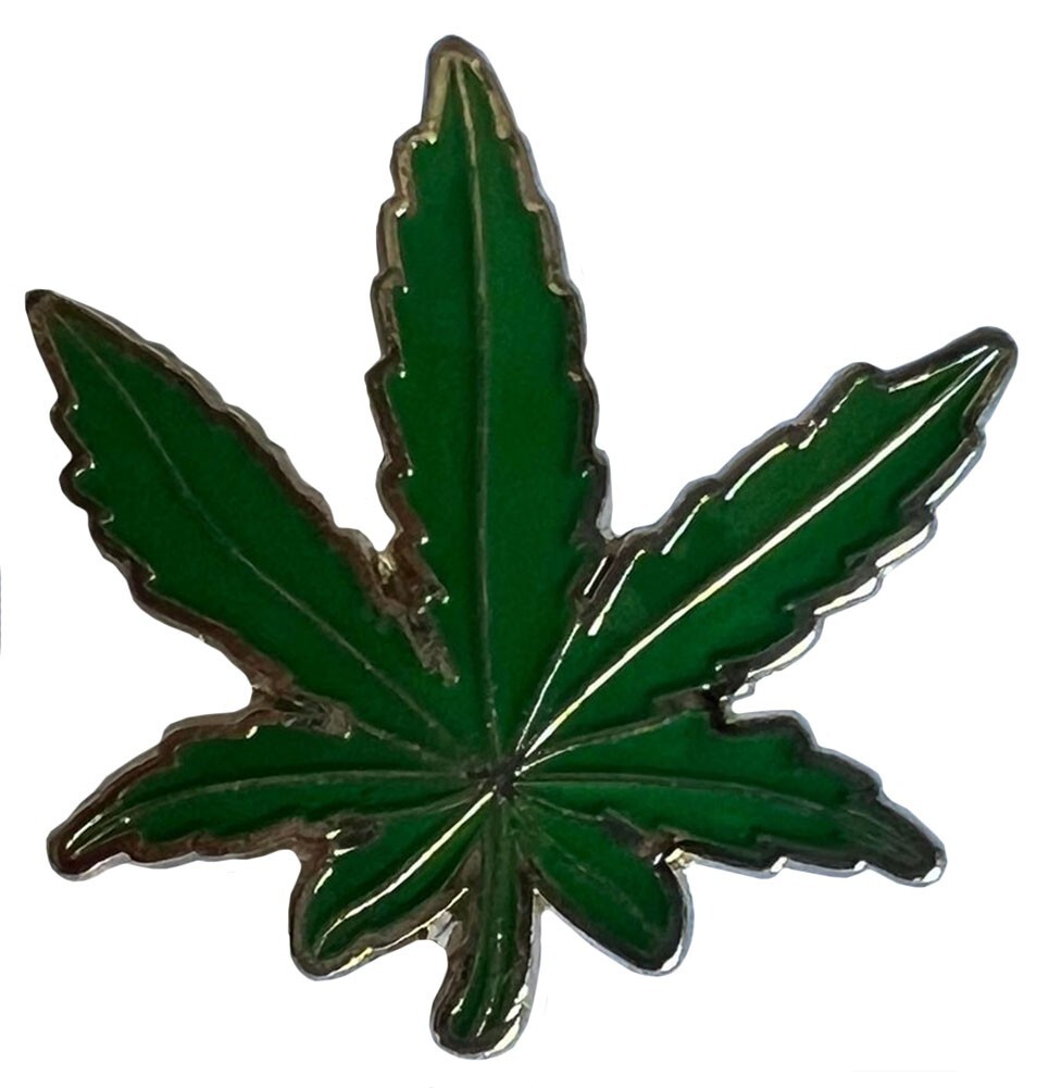 Green Marijuana Pot Weed Leaf Motorcycle Hat Cap Lapel Pin