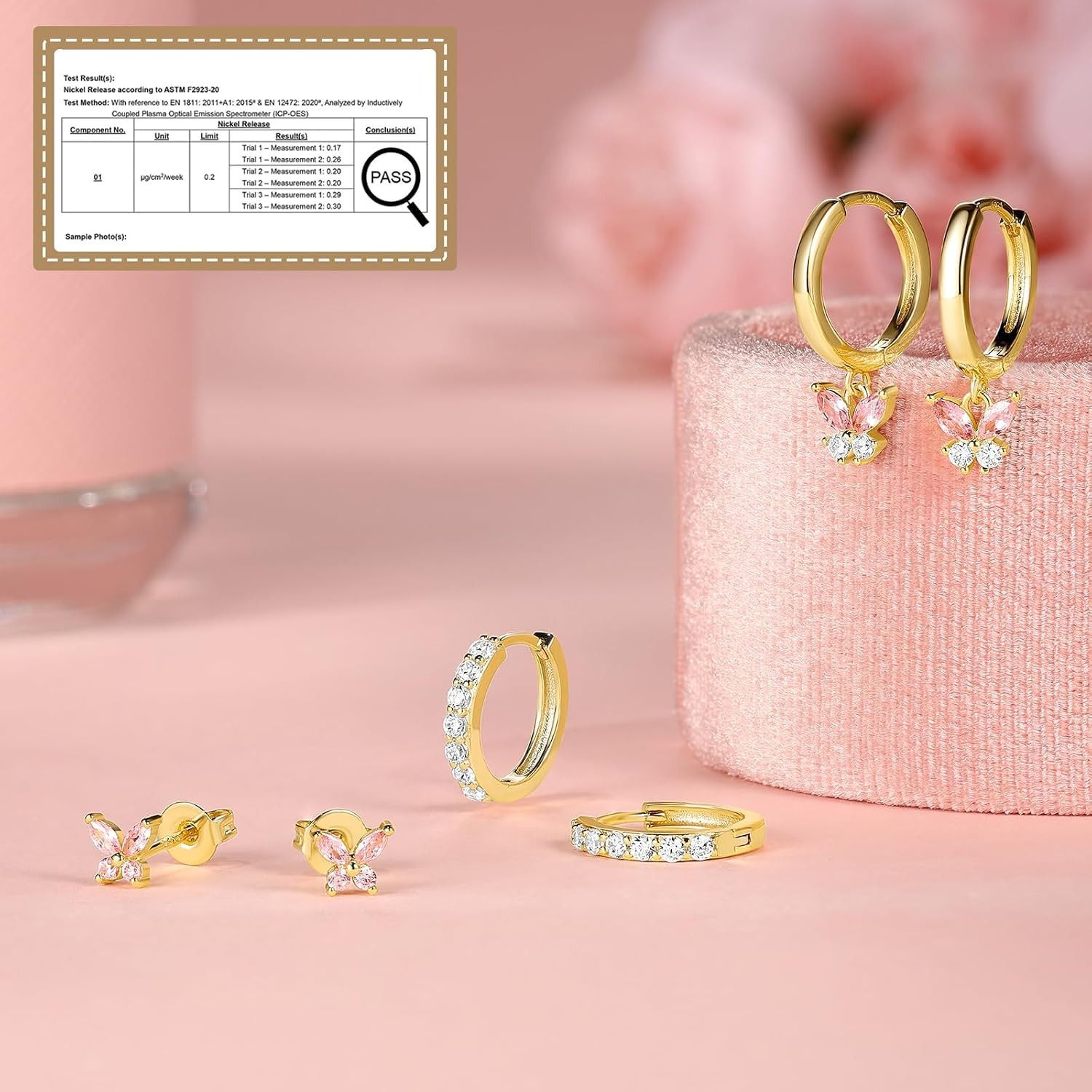 3 Pairs Hoop and Flat Back Earrings Set for Women, 14K Gold Plated or S925 Sterl