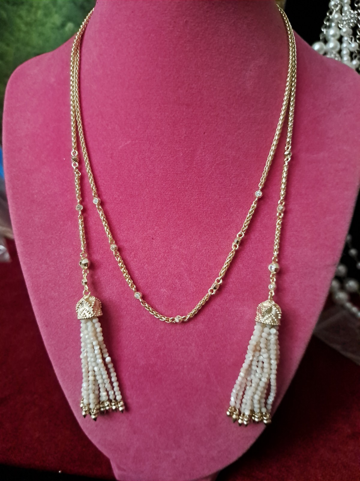 KENDRA SCOTT Monique Mother Of Pearl Bead Tassel And Crystal Gold Tone