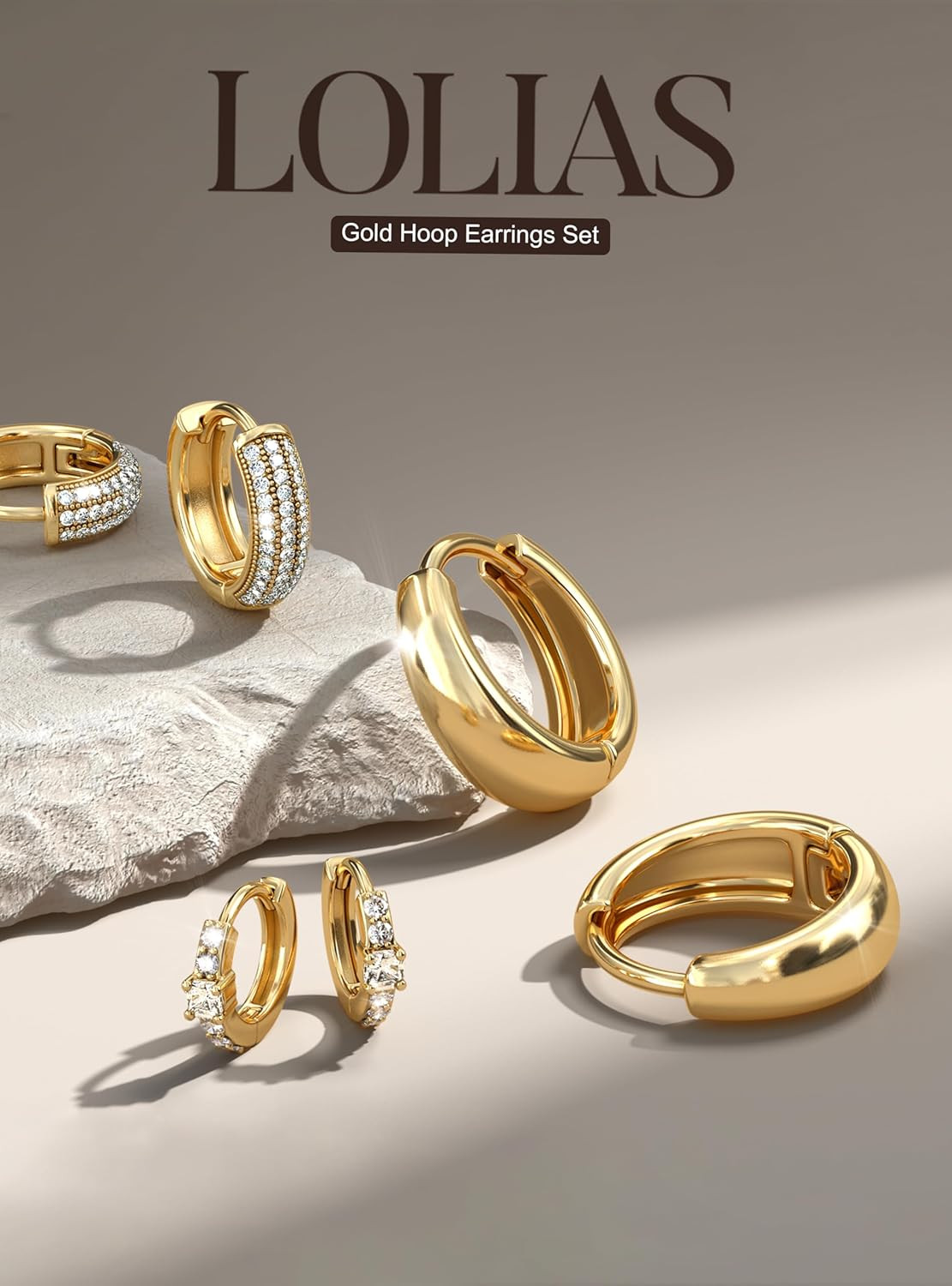 Small 14K Gold Plated Chunky Hoop Earrings for Women Hypoallergenic Silver Earri