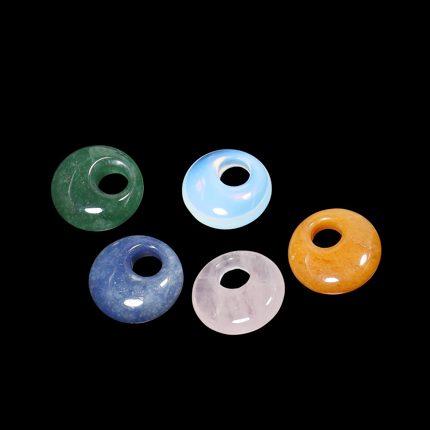 21mm Natural Crystal Donut Gemstone Charms for Jewelry Making Gifts 15pcs