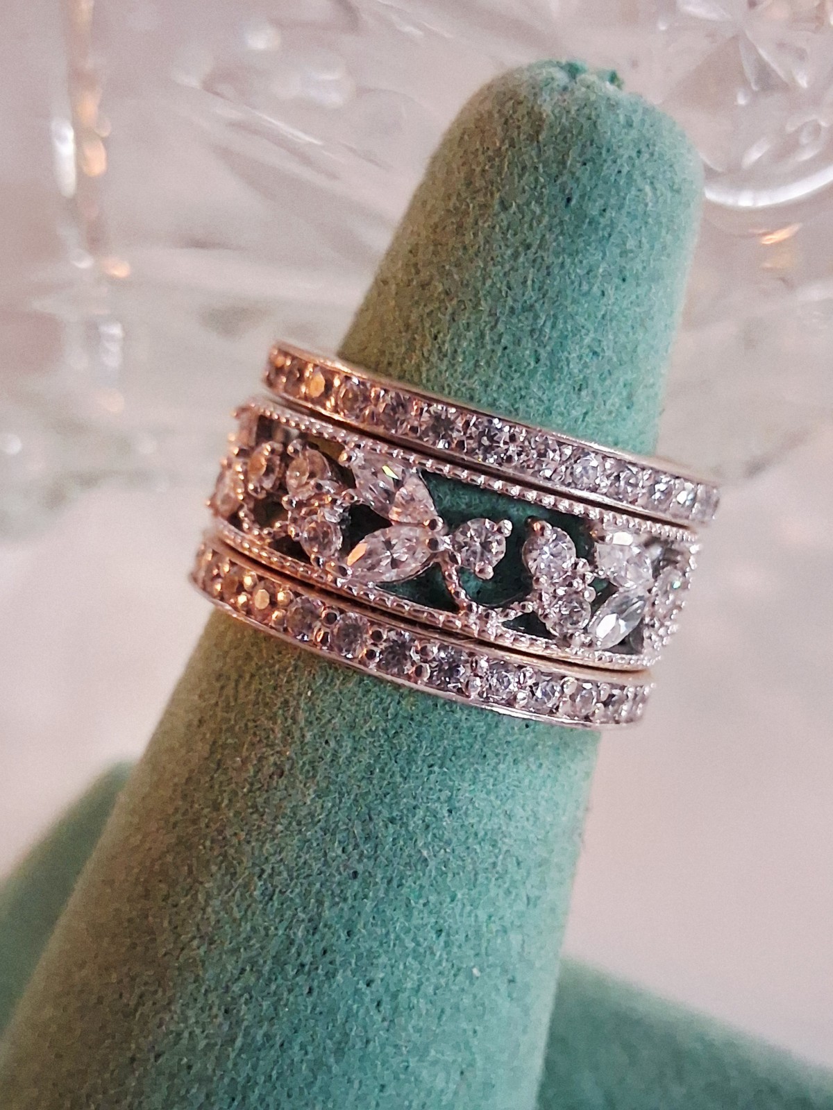Designer 3 Ct Simulated Diamond 3-piece Eternity Band Ring Set Size 7 Sterling
