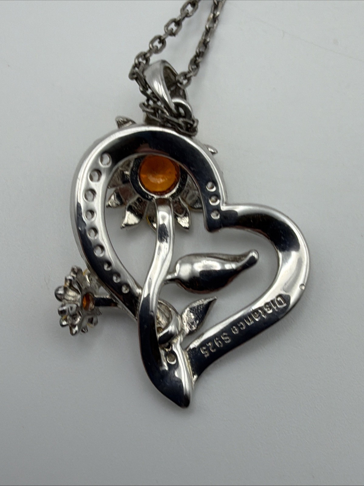 925 Sterling Silver You Are My Sunshine Heart Sunflower Pendant Chain Necklace￼