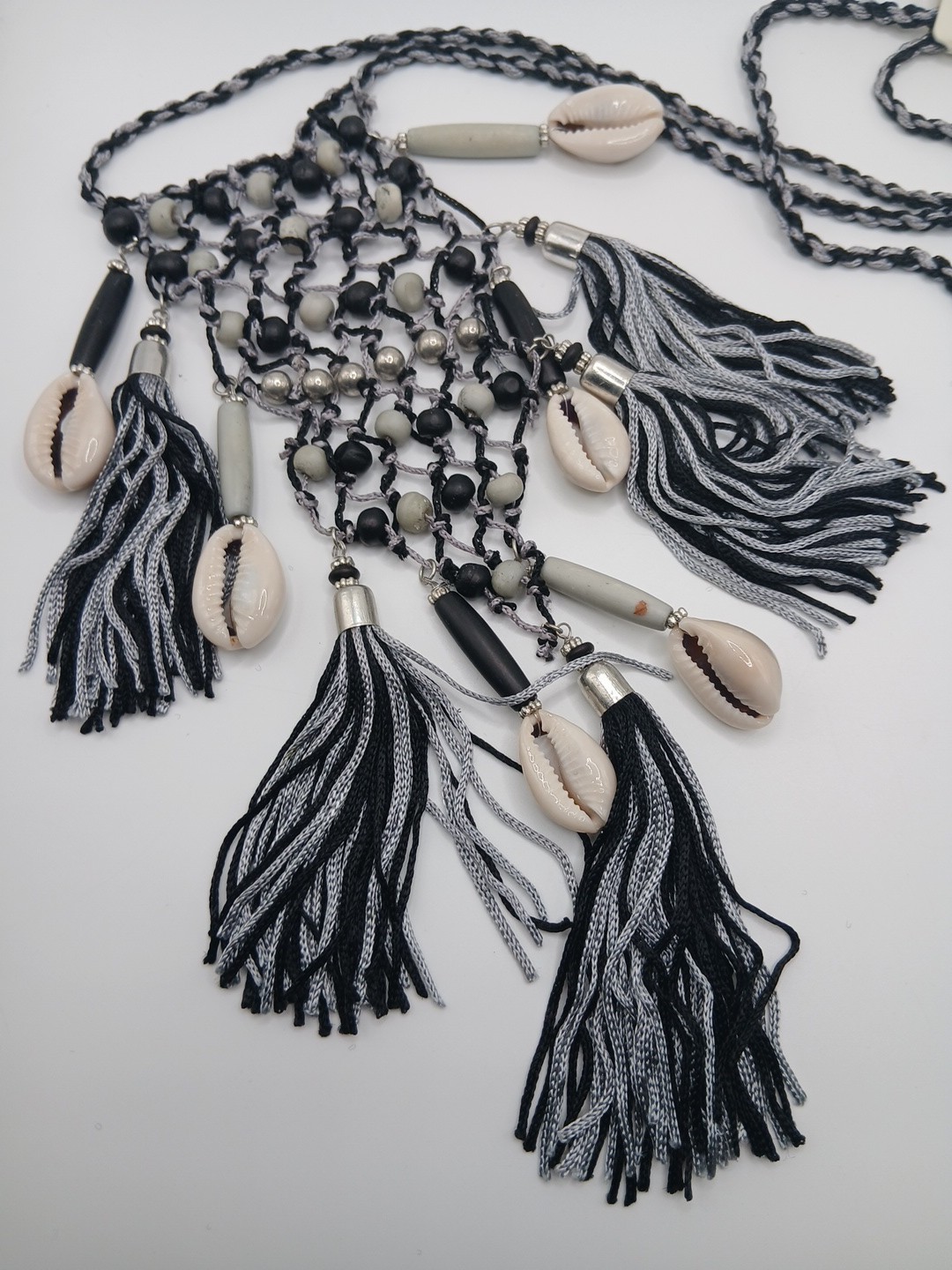 Boho Tassel Statement Necklace with Cowrie Shells – Festival & Vacation Jewelry