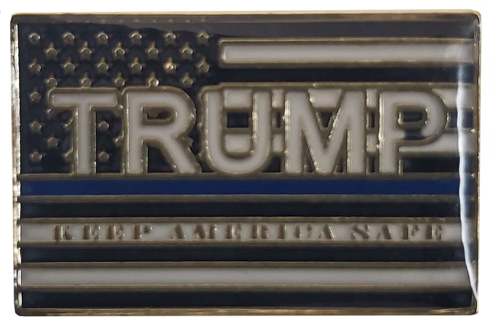 12 Pack USA Thin Blue Line Trump Keep America Safe Motorcycle Hat Cap Lapel Pin
