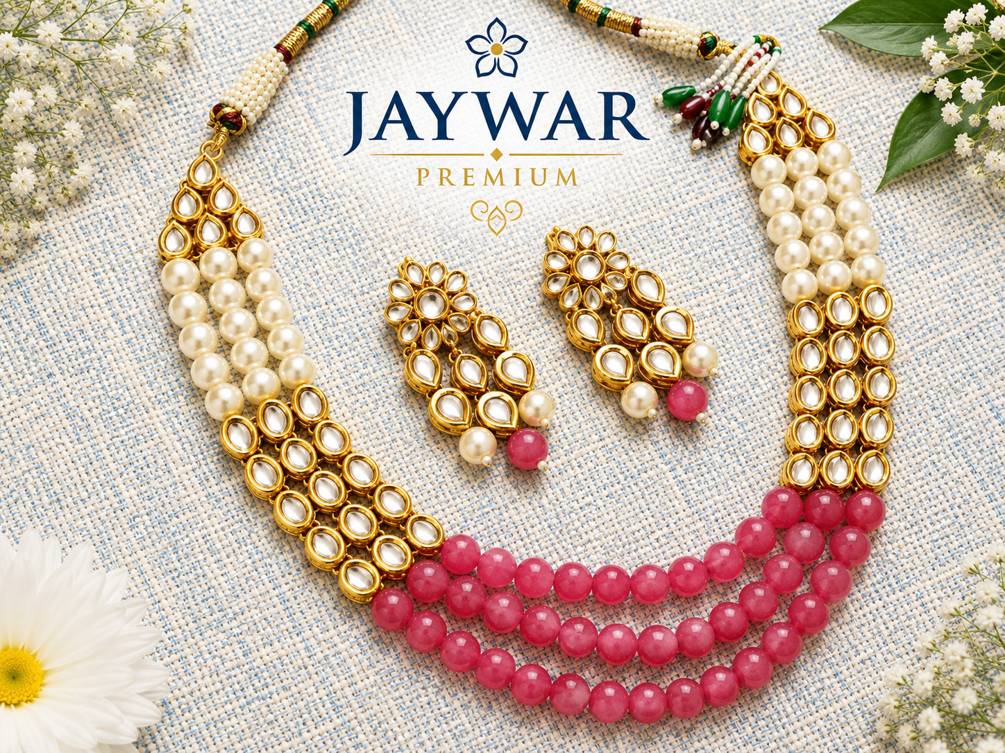 JAYWAR Kundan Choker Necklace Set Earrings Meenakari Bridal Jewelry Set Ethnic
