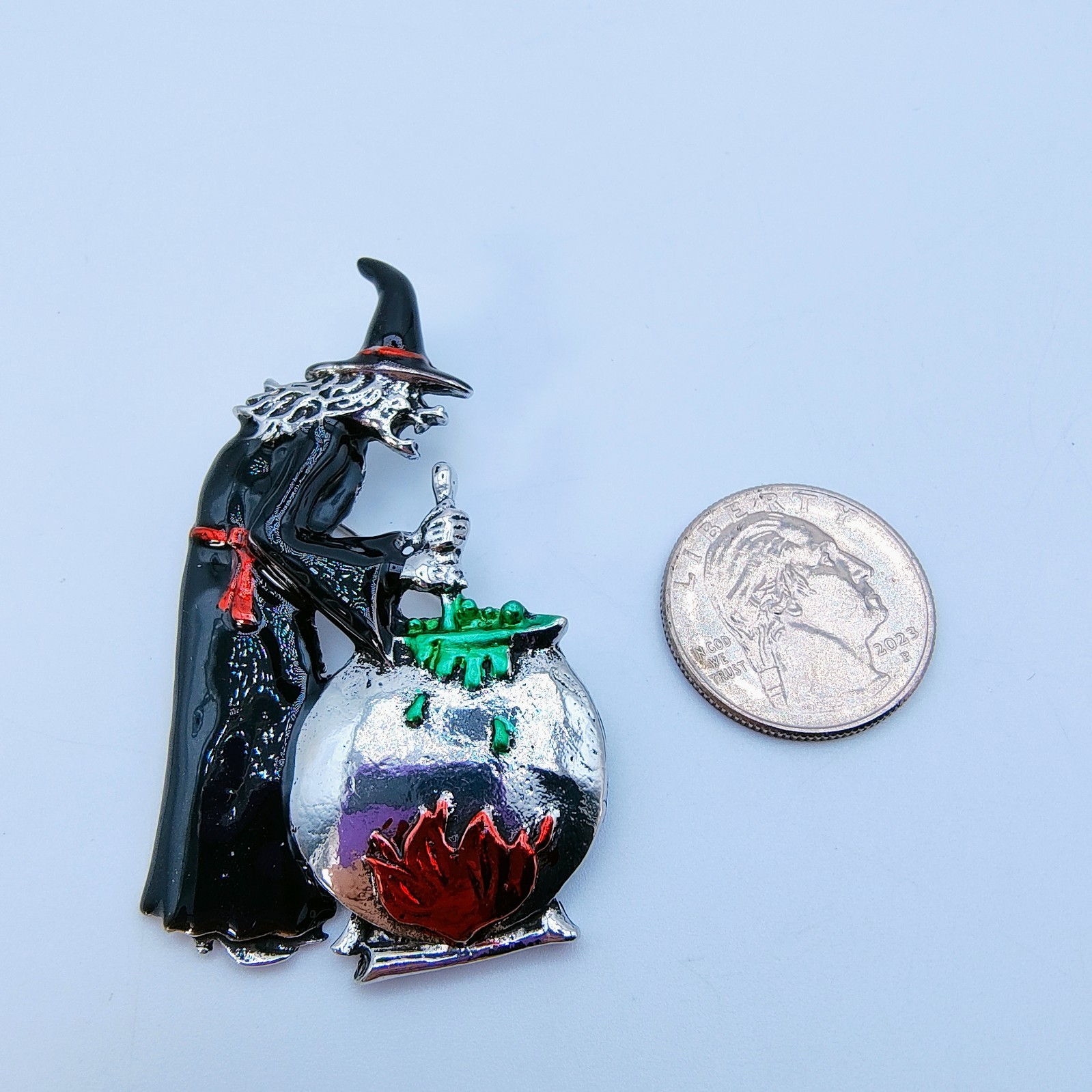 Witch Boiling Cauldron Halloween Brooch Pin Spooky Season Vintage Inspired