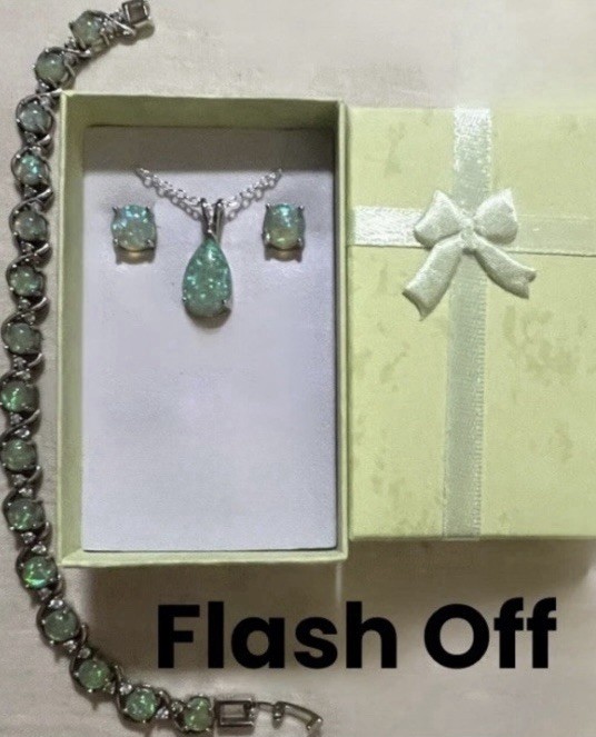 DEAL! Gorgeous Green Fire Opal Teardrop Necklace, Earrings, & Bracelet Set