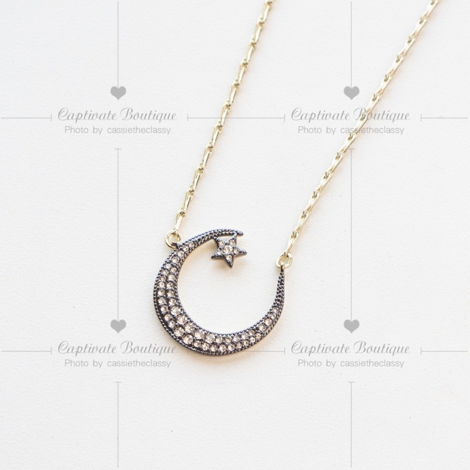 Stella and Dot Pavé Crystal Crescent Pendant Necklace
