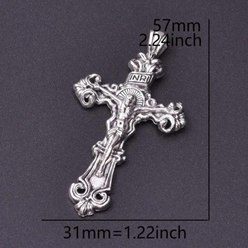 925 Sterling Silver 3D Christian Jesus Christ Cross Catholic Crucifix Necklace