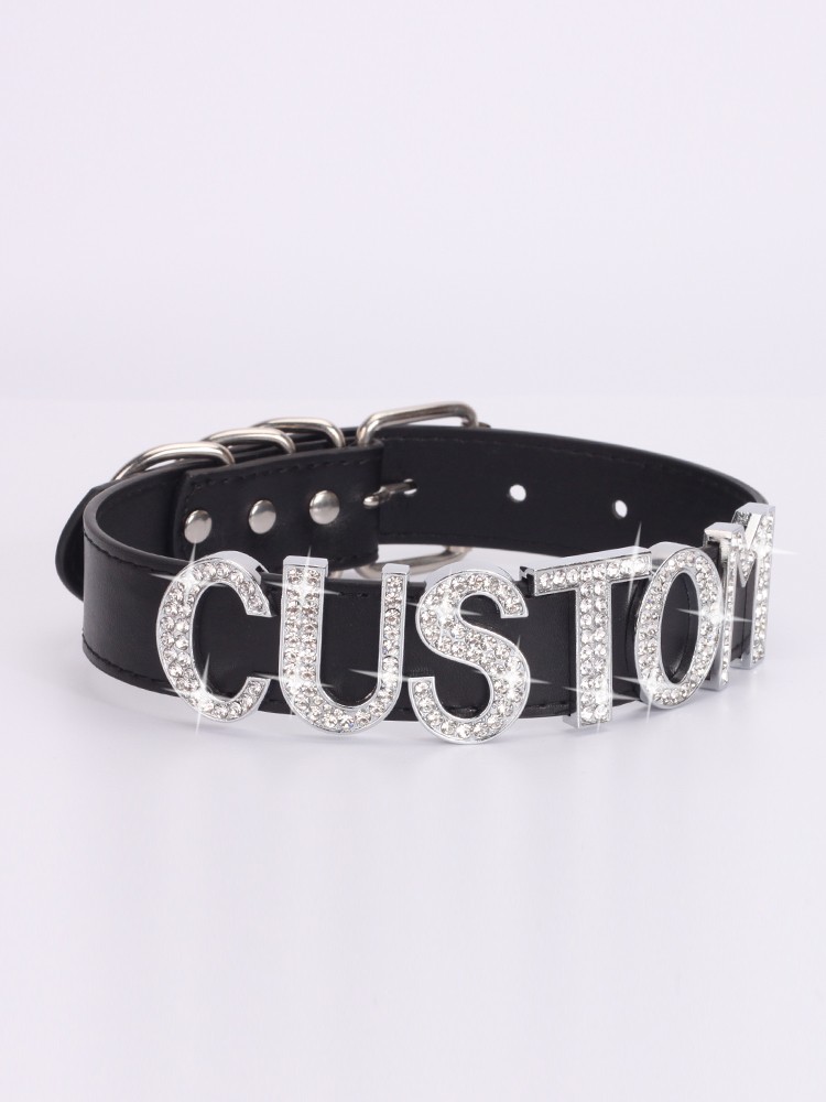 Custom Letters Necklaces 30mm Width Women Collar Choker Necklaces PU Leather Z5